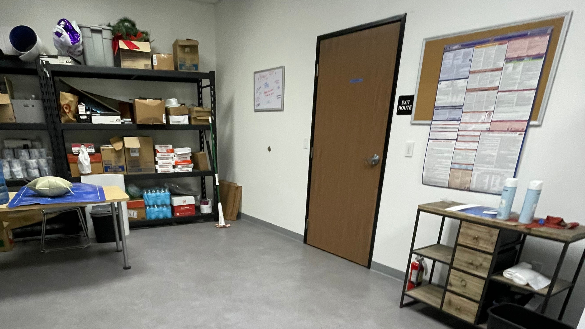 Commercial storage room after paint work