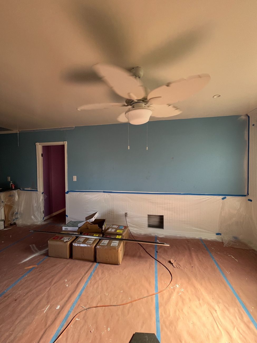 Freshly finished walls, ceilings and trim