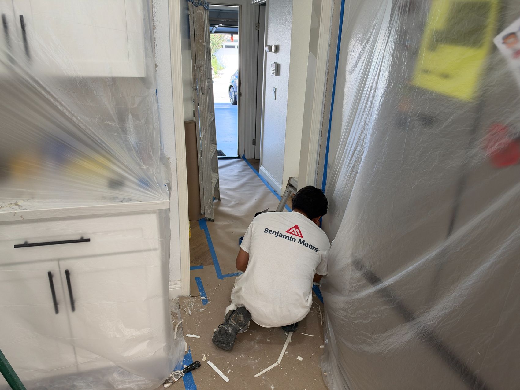 Detail work in a protected interior space